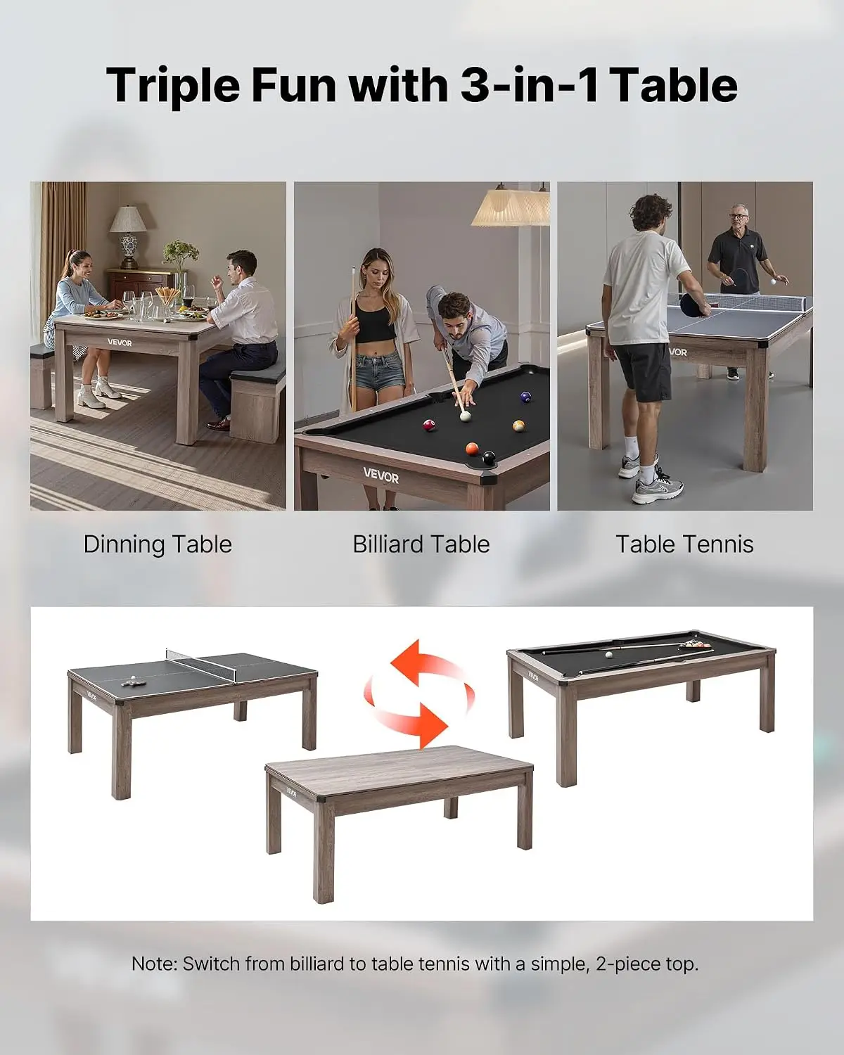 7ft 3'ü 1 arada Çok Amaçlı Oyu - Table Tennis Live incelemesi ve fiyatı